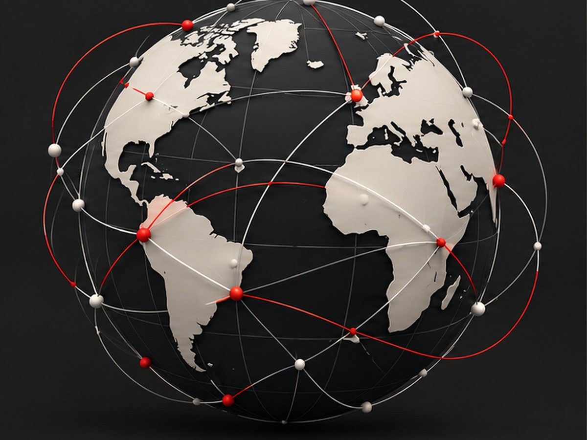 A connected globe illustrating remote interpreting across markets.